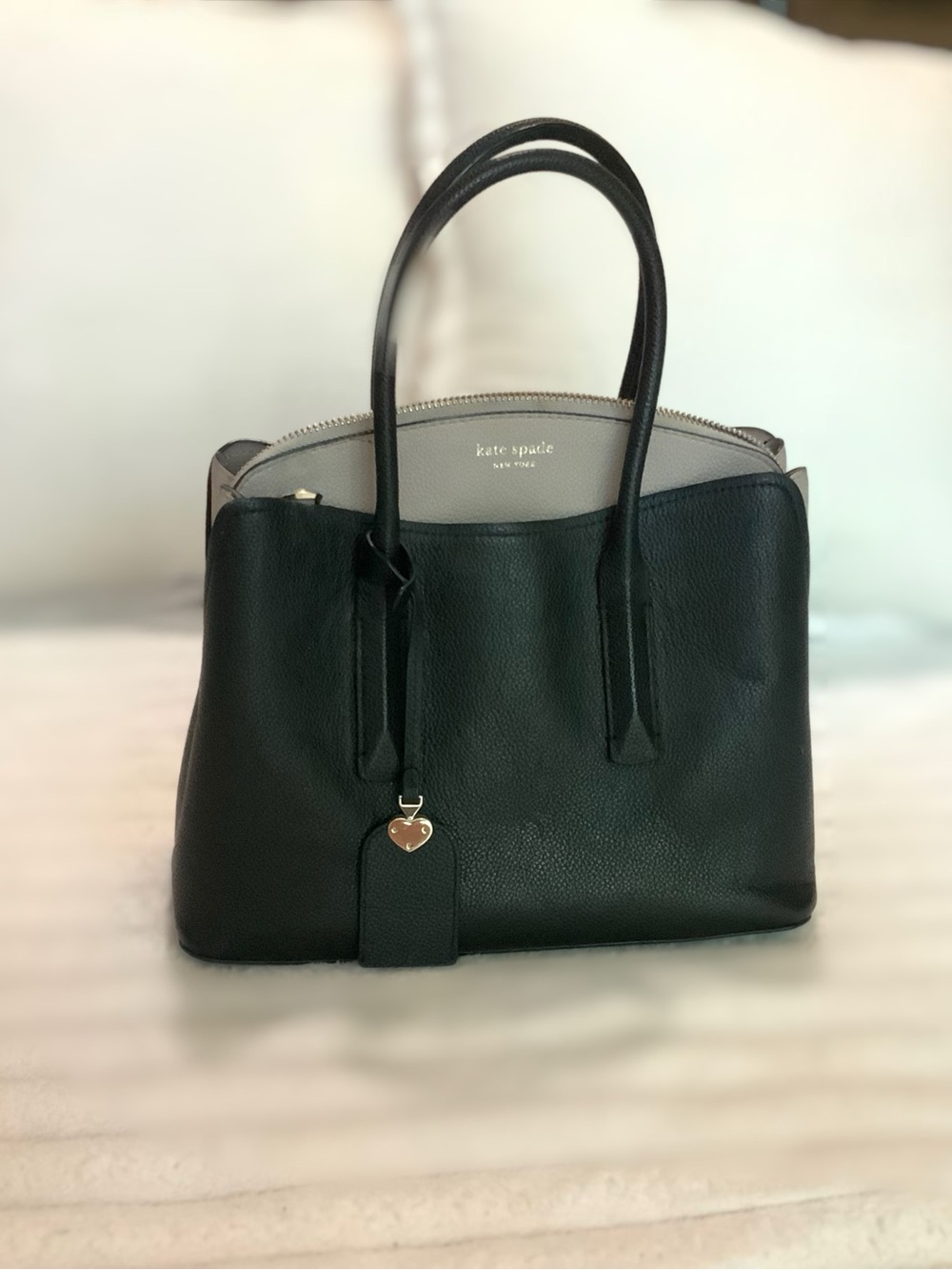 kate spade Black and Gray Leather Dome Satchel